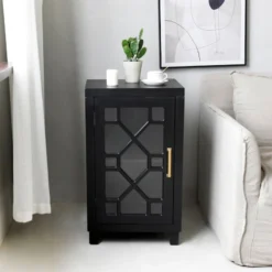 Providence Merrick Black 1-Door Cabinet -Accent Aura Furniture Store providence merrick black 1 door cabinet 6