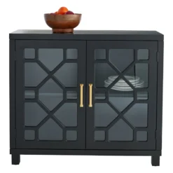 Providence Merrick Black Glass Pane Cabinet -Accent Aura Furniture Store providence merrick black glass pane cabinet 2