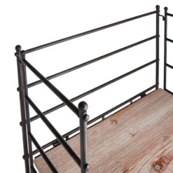 Providence Metal Baker Rack With Folding Wood-Top Shelves, 63" -Accent Aura Furniture Store providence metal baker rack with folding wood top shelves 63 3