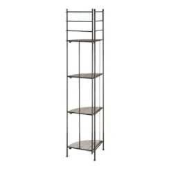 Providence Metal Corner Rack With Folding Wood-Top Shelves, 63" 8 Providence Metal Corner Rack With Folding Wood-Top Shelves, 63" -Accent Aura Furniture Store providence metal corner rack with folding wood top shelves 63 2