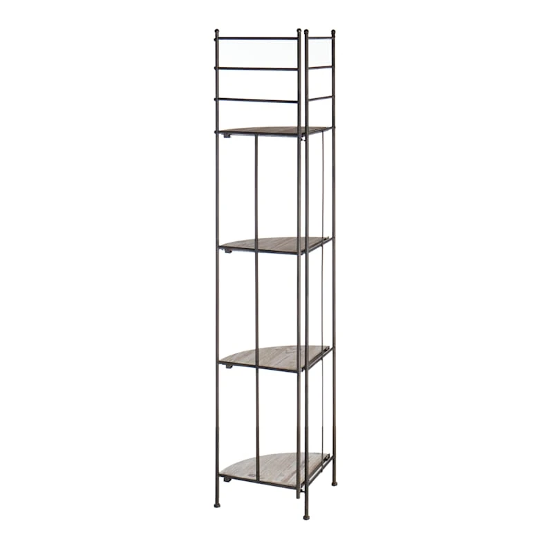 Providence Metal Corner Rack With Folding Wood-Top Shelves, 63" 3 Providence Metal Corner Rack With Folding Wood-Top Shelves, 63" - Image 3