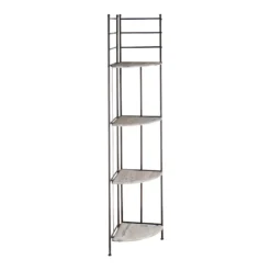 Providence Metal Corner Rack With Folding Wood-Top Shelves, 63"
