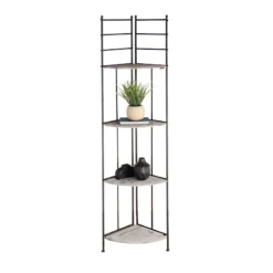 Providence Metal Corner Rack With Folding Wood-Top Shelves, 63" 11 Providence Metal Corner Rack With Folding Wood-Top Shelves, 63" -Accent Aura Furniture Store providence metal corner rack with folding wood top shelves 63 5