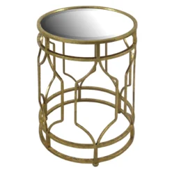 Providence Mirror Top Table With Gold Quatrefoil Base, Small