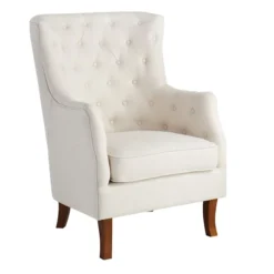 Providence Norfolk White Tufted Accent Chair