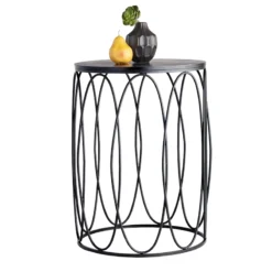 Providence Round Wood Top With Oval Metal Table, Large -Accent Aura Furniture Store providence round wood top with oval metal table large 2