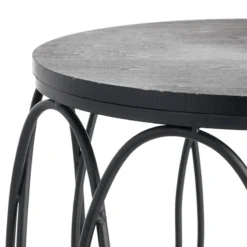 Providence Round Wood Top With Oval Metal Table, Small -Accent Aura Furniture Store providence round wood top with oval metal table small 2