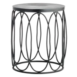 Providence Round Wood Top With Oval Metal Table, Small