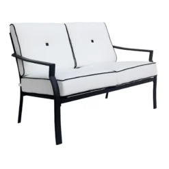 Providence Savannah Black & White Outdoor Loveseat