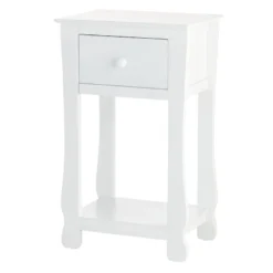 Providence Theodore 1- Drawer Accent Table, White -Accent Aura Furniture Store providence theodore 1 drawer accent table white 2