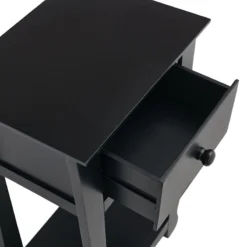 Providence Theodore Black 1-Drawer Thick Leg End Table, 26" -Accent Aura Furniture Store providence theodore black 1 drawer thick leg end table 26 5