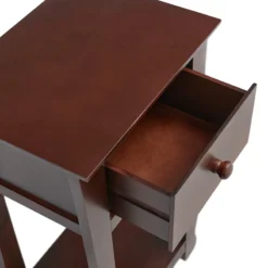 Providence Theodore Brown 1-Drawer Thick Leg End Table, 26" -Accent Aura Furniture Store providence theodore brown 1 drawer thick leg end table 26 5