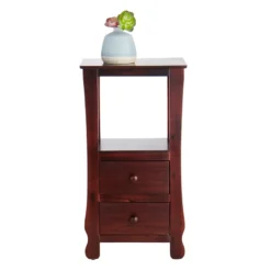 Providence Theodore Dark Brown 2-Drawer Thick Leg Accent Table, 29.5" -Accent Aura Furniture Store providence theodore dark brown 2 drawer thick leg accent table 29.5 2