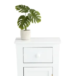 Providence Theodore White 1-Drawer Cabinet End Table, 29" -Accent Aura Furniture Store providence theodore white 1 drawer cabinet end table 29 3