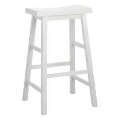 Providence White Saddle Backless Barstool, 29"
