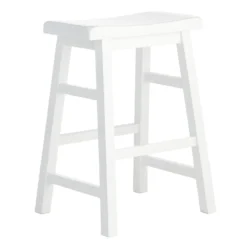 Providence White Saddle Backless Counter Stool, 24"