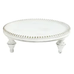 Providence White Wood Beaded Plant Stand, Small