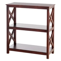 Providence Xavier 3-Tier Brown Bookshelf, 29" -Accent Aura Furniture Store providence xavier 3 tier brown bookshelf 29 2