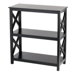 Providence Xavier Black 3-Tier Bookshelf, 29" -Accent Aura Furniture Store providence xavier black 3 tier bookshelf 29 2