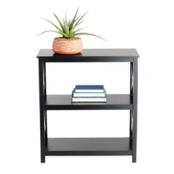 Providence Xavier Black 3-Tier Bookshelf, 29" -Accent Aura Furniture Store providence xavier black 3 tier bookshelf 29 5