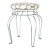 Quatrefoil Silver Wire Vanity Stool/Ivory Printed Fabric Seat