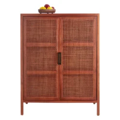 Rattan 2-Door Wooden Cabinet, 47" 8 Rattan 2-Door Wooden Cabinet, 47" -Accent Aura Furniture Store rattan 2 door wooden cabinet 47 2