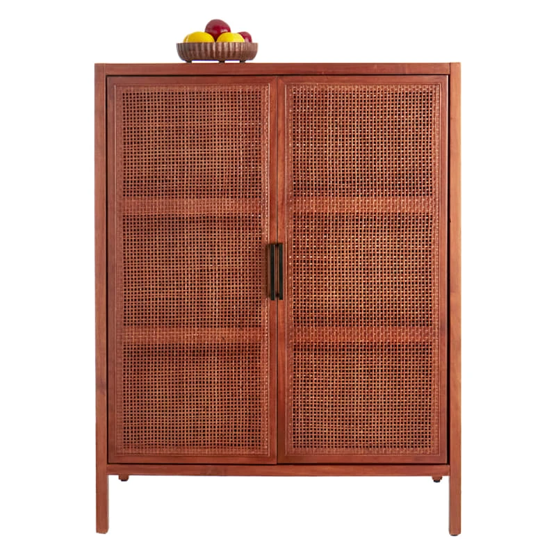 Rattan 2-Door Wooden Cabinet, 47" 3 Rattan 2-Door Wooden Cabinet, 47" - Image 3