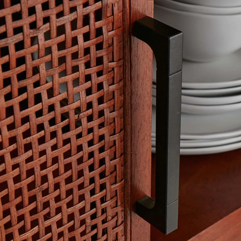 Rattan 2-Door Wooden Cabinet, 47" 4 Rattan 2-Door Wooden Cabinet, 47" - Image 4