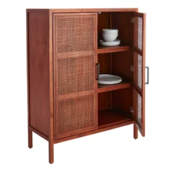 Rattan 2-Door Wooden Cabinet, 47" 11 Rattan 2-Door Wooden Cabinet, 47" -Accent Aura Furniture Store rattan 2 door wooden cabinet 47 5