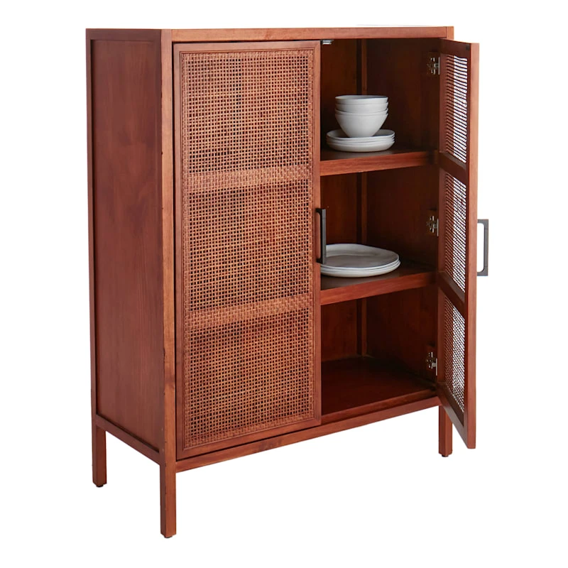 Rattan 2-Door Wooden Cabinet, 47" 6 Rattan 2-Door Wooden Cabinet, 47" - Image 6