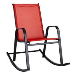 Red Sling Patio Rocking Chair