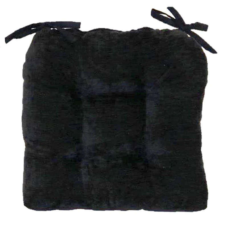 Reese Chenille Black Chair Pad 1 Reese Chenille Black Chair Pad
