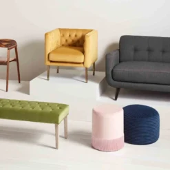 Ridgecrest Blue Plush Pouf, 20" -Accent Aura Furniture Store ridgecrest blue plush pouf 20 2