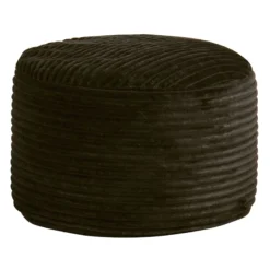 Ridgecrest Charcoal Grey Plush Pouf, 20"