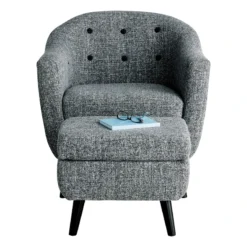 Rockwell Accent Chair & Ottoman Set, Salt & Pepper -Accent Aura Furniture Store rockwell accent chair ottoman set salt pepper 2