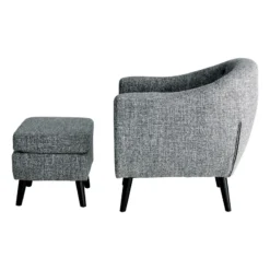 Rockwell Accent Chair & Ottoman Set, Salt & Pepper -Accent Aura Furniture Store rockwell accent chair ottoman set salt pepper 3