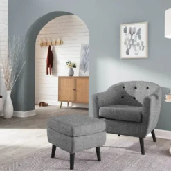 Rockwell Accent Chair & Ottoman Set, Salt & Pepper -Accent Aura Furniture Store rockwell accent chair ottoman set salt pepper 7