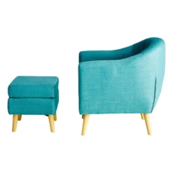 Rockwell Accent Chair & Ottoman Set, Teal -Accent Aura Furniture Store rockwell accent chair ottoman set teal 2