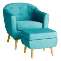 Rockwell Accent Chair & Ottoman Set, Teal