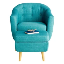 Rockwell Accent Chair & Ottoman Set, Teal -Accent Aura Furniture Store rockwell accent chair ottoman set teal 3
