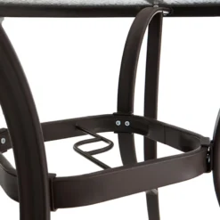 Round Water Wave Glass Top Outdoor Dining Table, Brown -Accent Aura Furniture Store round water wave glass top outdoor dining table brown 2