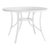 Round Water Wave Glass Top Outdoor Dining Table, White