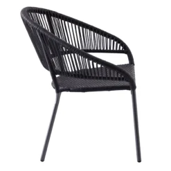 Round Wicker Outdoor Lounge Chair, Black -Accent Aura Furniture Store round wicker outdoor lounge chair black 2