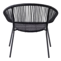 Round Wicker Outdoor Lounge Chair, Black -Accent Aura Furniture Store round wicker outdoor lounge chair black 3