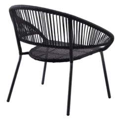 Round Wicker Outdoor Lounge Chair, Black -Accent Aura Furniture Store round wicker outdoor lounge chair black 4