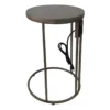 Round Wood & Gold Metal C-Table With Usb Port, Large