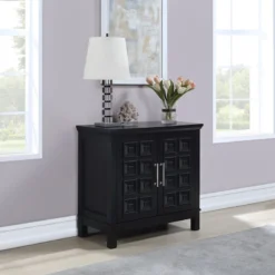 Sadie 2-Drawer Geometric Cabinet, Black -Accent Aura Furniture Store sadie 2 drawer geometric cabinet black 7