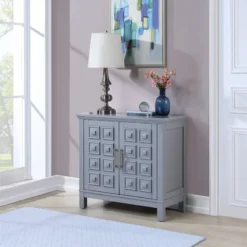 Sadie 2-Drawer Geometric Cabinet, Grey -Accent Aura Furniture Store sadie 2 drawer geometric cabinet grey 7