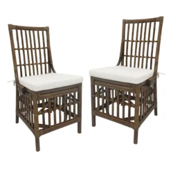 Set Of 2 Honeybloom Cade Brown Rattan Box Chair