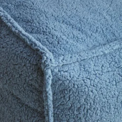 Sherpa Pouf, Blue -Accent Aura Furniture Store sherpa pouf blue 1